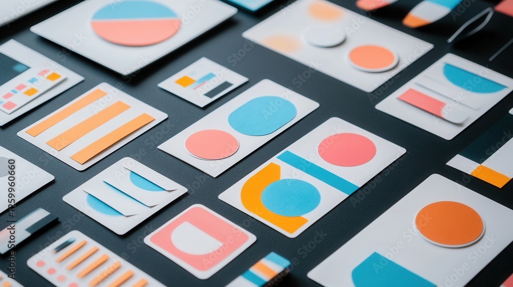 Poster minimalist sticker sheet mock-up featuring customizable sections, ideal for design presentations and