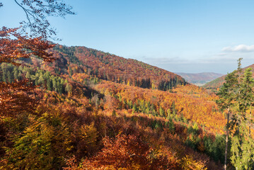 Autumn mountains with colorful deciduous forest - Sulovske vrchy mountains in Slovakia
