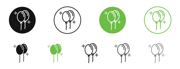 Balloons icons in black and green colors collection © Abstractor