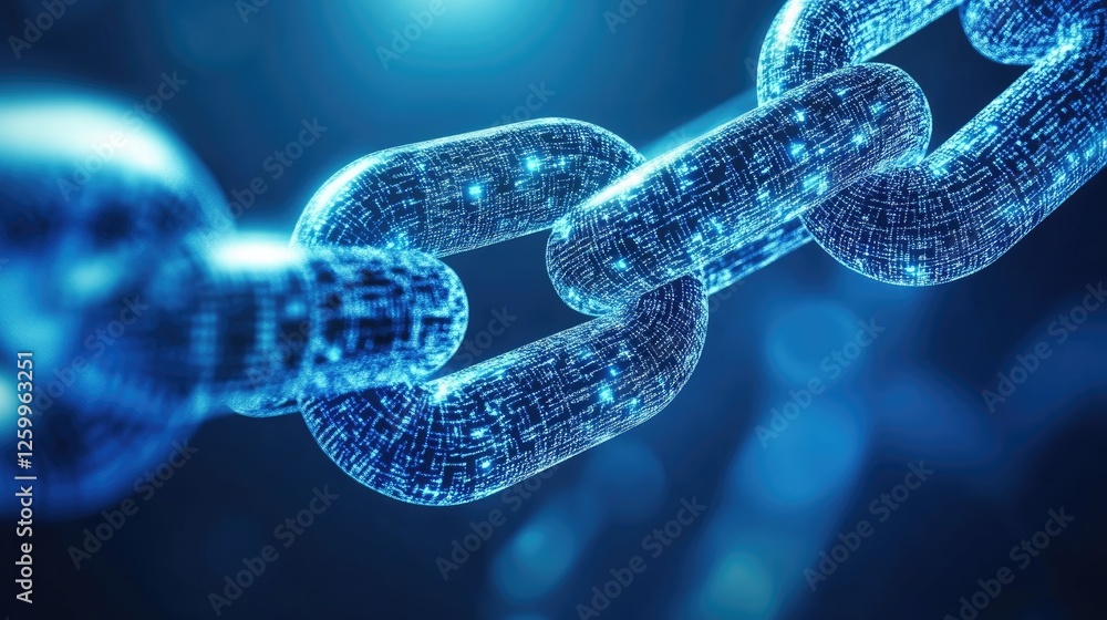 Poster a conceptual illustration of blockchain networking with secure, linked data nodes.