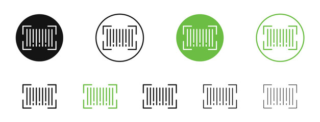 Barcode read icons in black and green colors collection