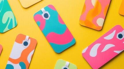 Vibrant Flat-Lay Bookmark Mock-Up, showcasing a colorful and creative design on a flat surface, ideal for promotional use or design presentations