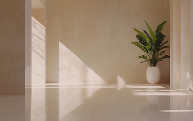 Modern indoor plant decoration in minimalist space contemporary interior bright environment natural light