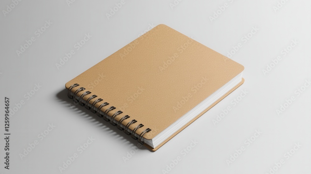 Poster spiral bound notebook mock-up, showcasing a small, paper-style design, ideal for presentations and c