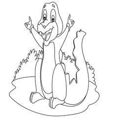 Cute cartoon hand drawn vector funny crocodile coloring page.