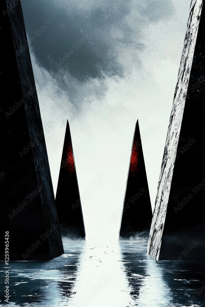 Poster exploring the intersection of minimalism and architecture: a symbolic journey through geometric form