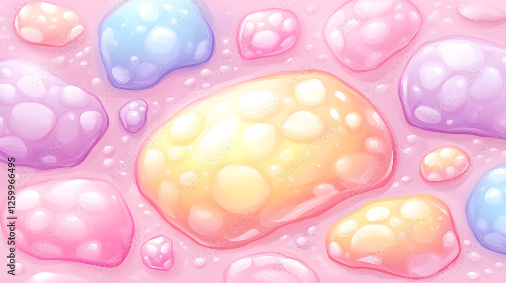 Poster colorful bubble patterns digital art abstract soft background artistic perspective visual design ins
