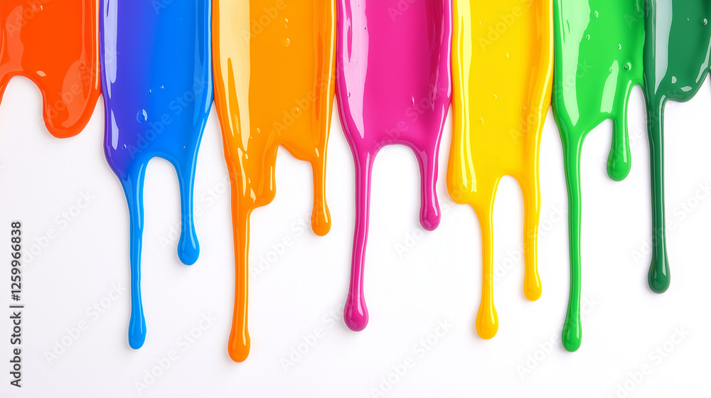 Aufkleber rainbow drips: vibrant streaks of paint in a spectrum of colors cascade downwards, creating a dynami