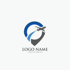 Fototapeta premium Travel logo, airline, jet, fly, airplane, vacation logo template