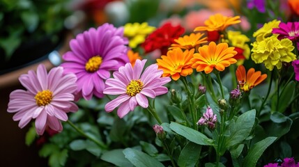 Obraz premium Vibrant Rainbow of Colorful Flowers in Full Bloom
