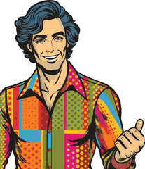 Retro graphic 1960 halftone style Classic vintage character