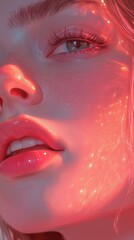 Obraz premium Close up of a woman with pink skin in light