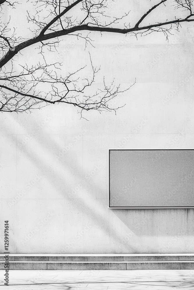 Aufkleber a striking minimalist composition of concrete architecture highlighted by the intricate shadows of b