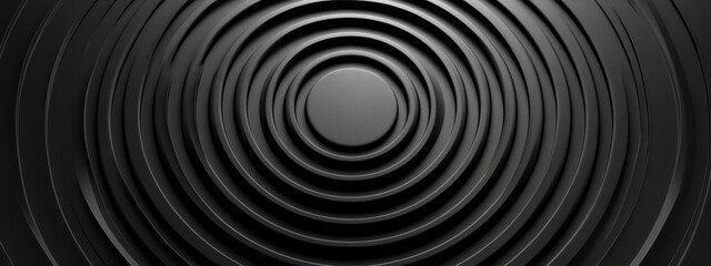 Obraz premium Abstract geometric wallpaper with circular patterns on a black background. Ideal for modern design and banner templates with copy space in the center for text.