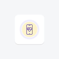 Mobile ECG color circle icon, vector, pixel perfect, illustrator file
