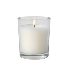 white candle in clear glass container transparent background