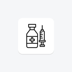 Vaccination line icon, vector, pixel perfect, illustrator file