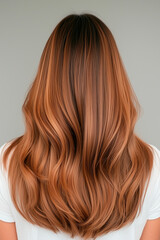 Fototapeta premium Rear View of Long Wavy Auburn Hair