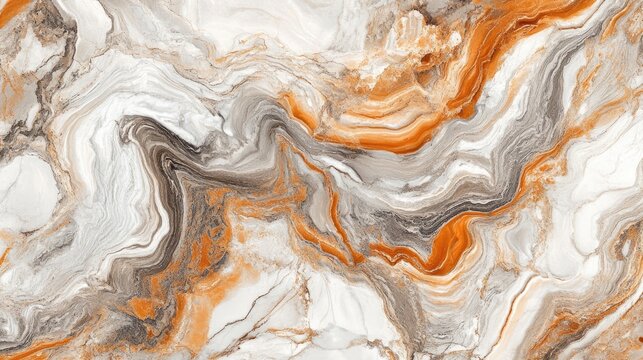 Swirling Orange and Grey Marble Texture