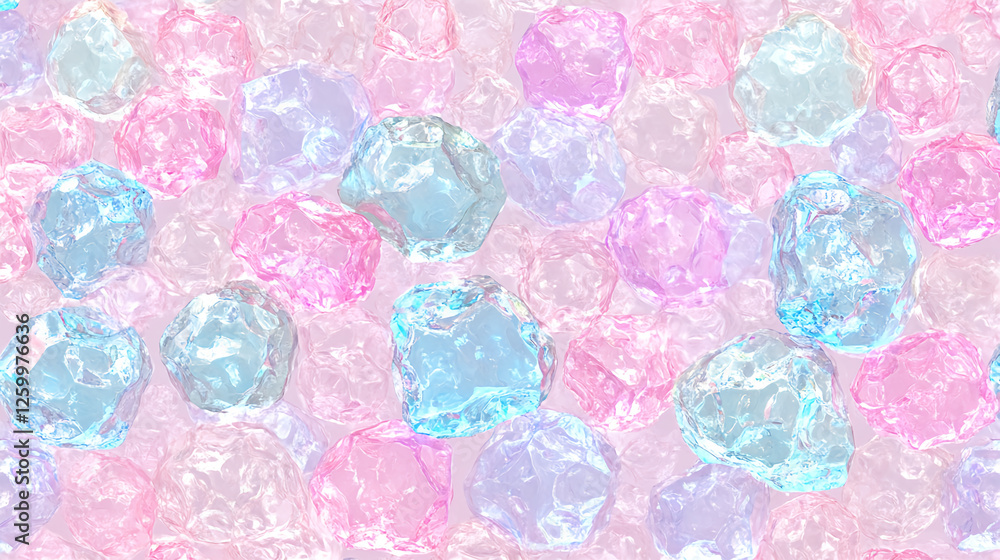 Aufkleber colorful ice cubes abstract pattern digital art pastel colors studio setting close-up view textural 
