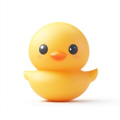Fototapeta premium Cute yellow cartoon duckling, 3D render.