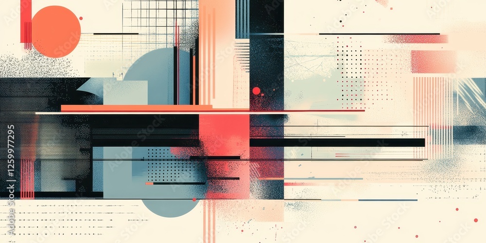 Poster an abstract composition showcases lines circles squares and rectangles