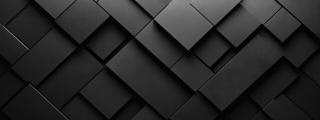 Fototapeta premium Minimalist black background with diamond patterns for design, banner template. White space in the center of the page for text. Stylish black and white pattern.