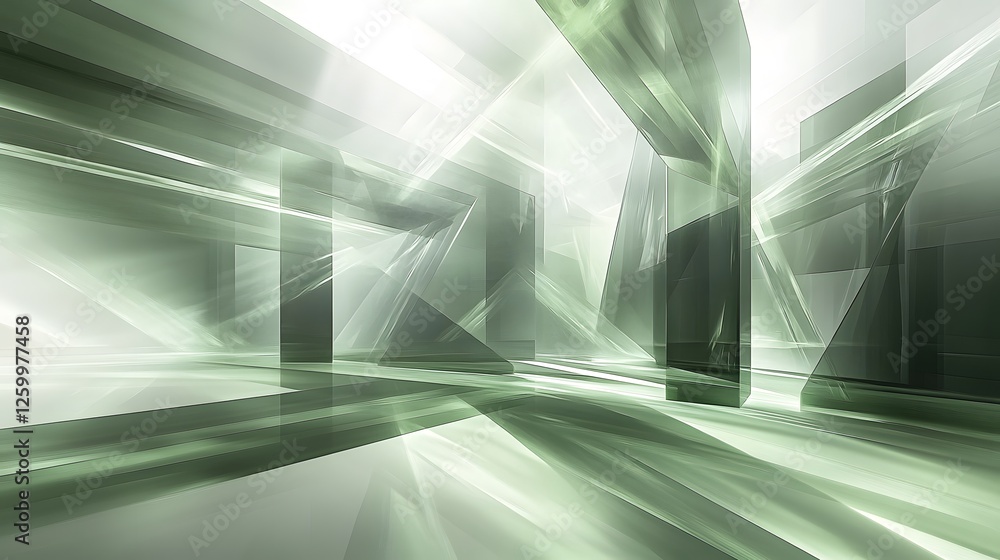 Poster abstract architectural rendering displays a futuristic space or environment