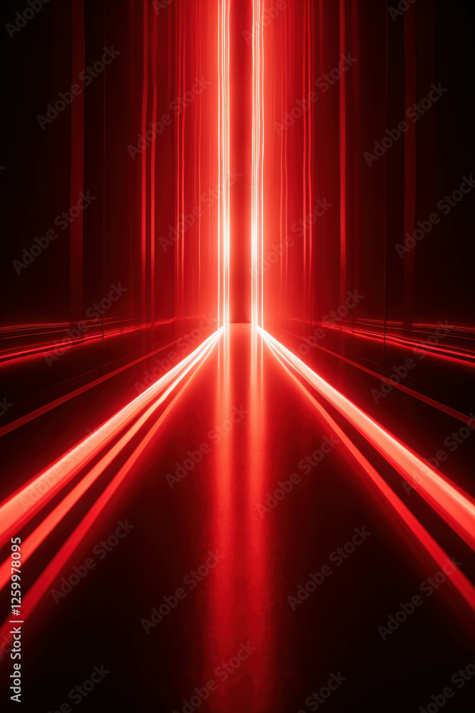 Aufkleber red light effect creating a straight line in a dark environment for visual impact