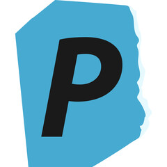 P letter modern typography on torn paper