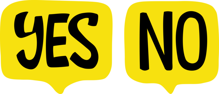 Yes and no speech bubble yellow color