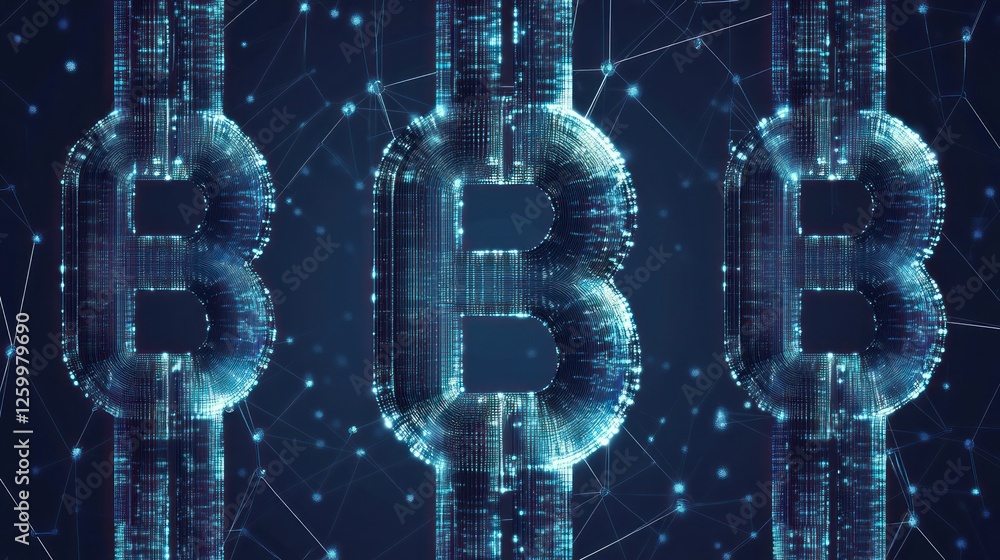 Poster futuristic blockchain technology visual with glowing links