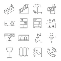 hotel and restaurant icon line art design on white background 
