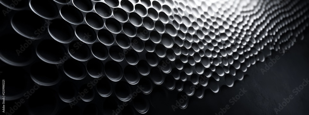 Poster minimalist black background with fractal patterns for design, banner template. featuring white space