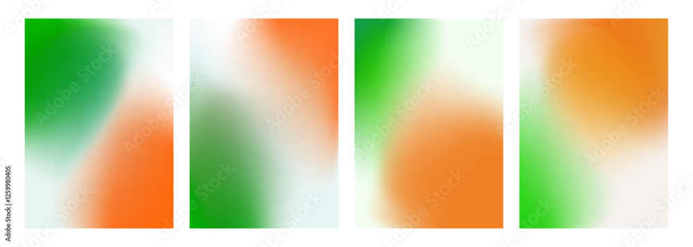 Aufkleber Set of blurred backgrounds. National flag of Ireland color gradients. Defocused color templates for Patrick's Day holiday greetings and invitations. Vector illustration.
