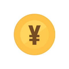 Gold coin with the Yen symbol on it. Flat vector icon isolated on a white background