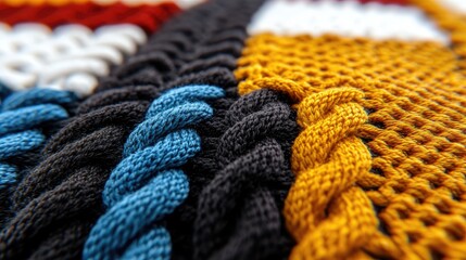 Colorful knitted fabric texture close-up