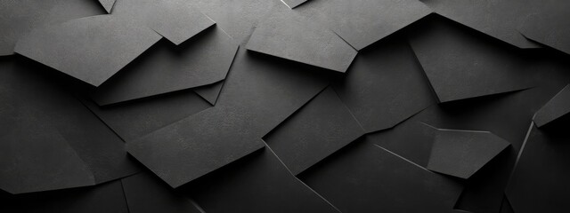 Minimalist black background with geometric patterns for design, featuring white space in the center for text. Ideal for sleek banners and abstract wallpapers.