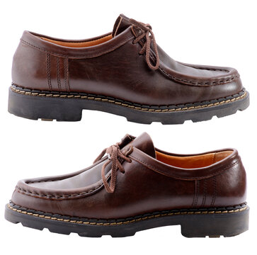 chaussures homme en cuir marron, PNG sur fond transparent
