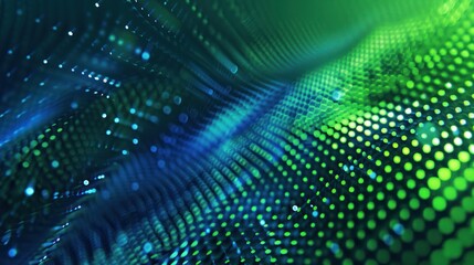 Obraz premium Abstract digital wave pattern with vibrant green and blue tones