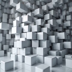 Obraz premium Abstract White Cubes in a Dynamic Arrangement, Modern Background Design