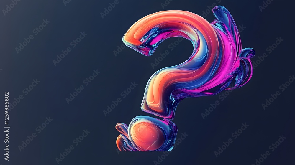 Poster vibrant and glossy question mark with an abstract fluid design