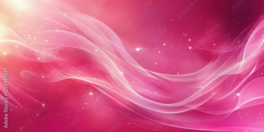 Poster abstract pink background featuring flowing lines and sparkling elements