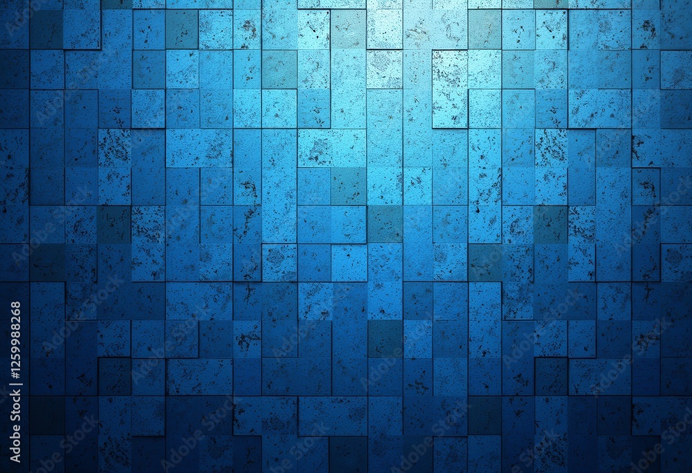 Poster blue gradient texture background with mosaic tiles and grain effect: serene and versatile design wit