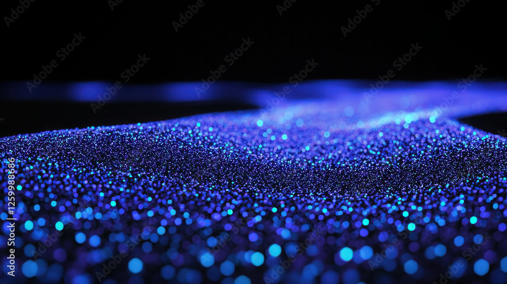Poster bioluminescent waves of light creating a smooth and flowing glowing effect in dark background
