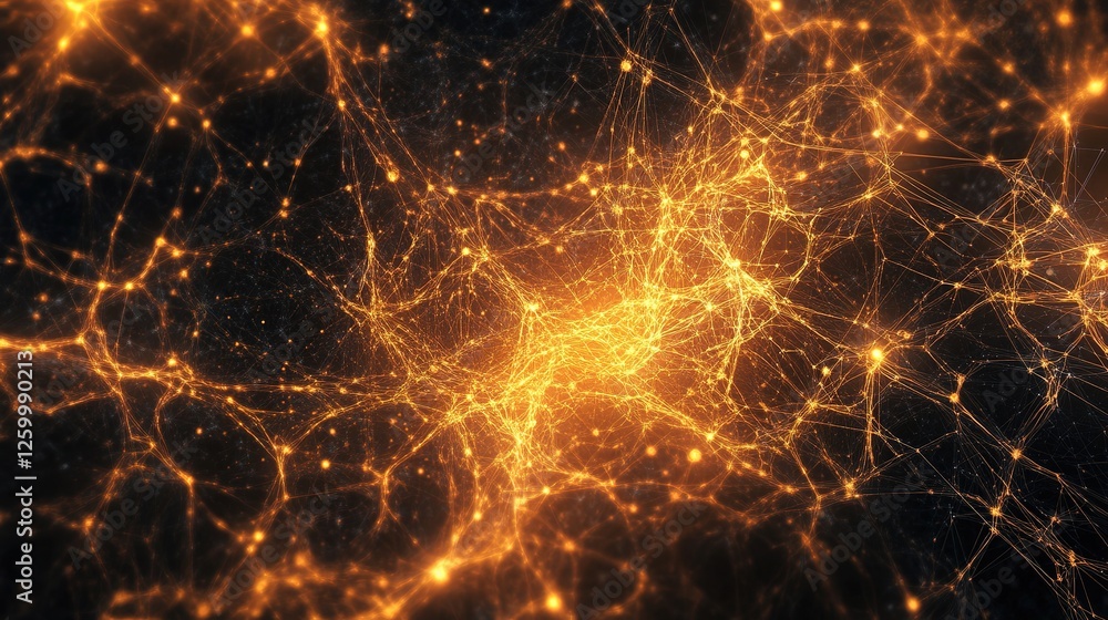 Poster glowing network abstract neural connections