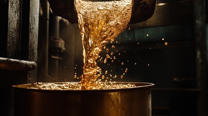 Molten Gold Pouring: Industrial Metalwork