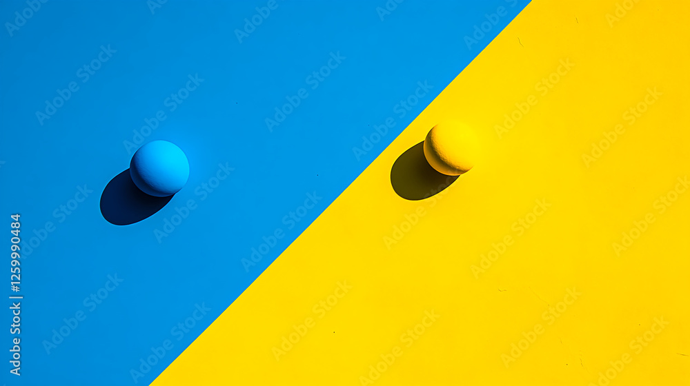 Poster blue and yellow color contrast abstract background graphic design minimalist style top-down view vis