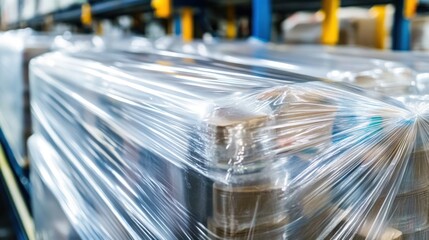 Plastic Wrapped Packages In A Warehouse Storage Facility