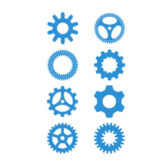 Blue Setting Icon Set Collection Vector Illustration Design